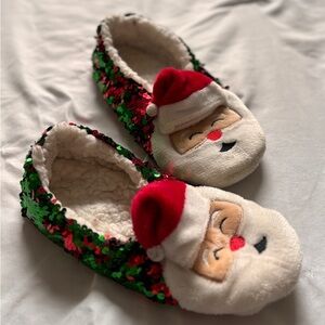 Christmas Santa Sequence slippers